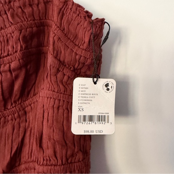 Rust Red Spaghetti Strap Ruched Dress - Picture 2 of 5